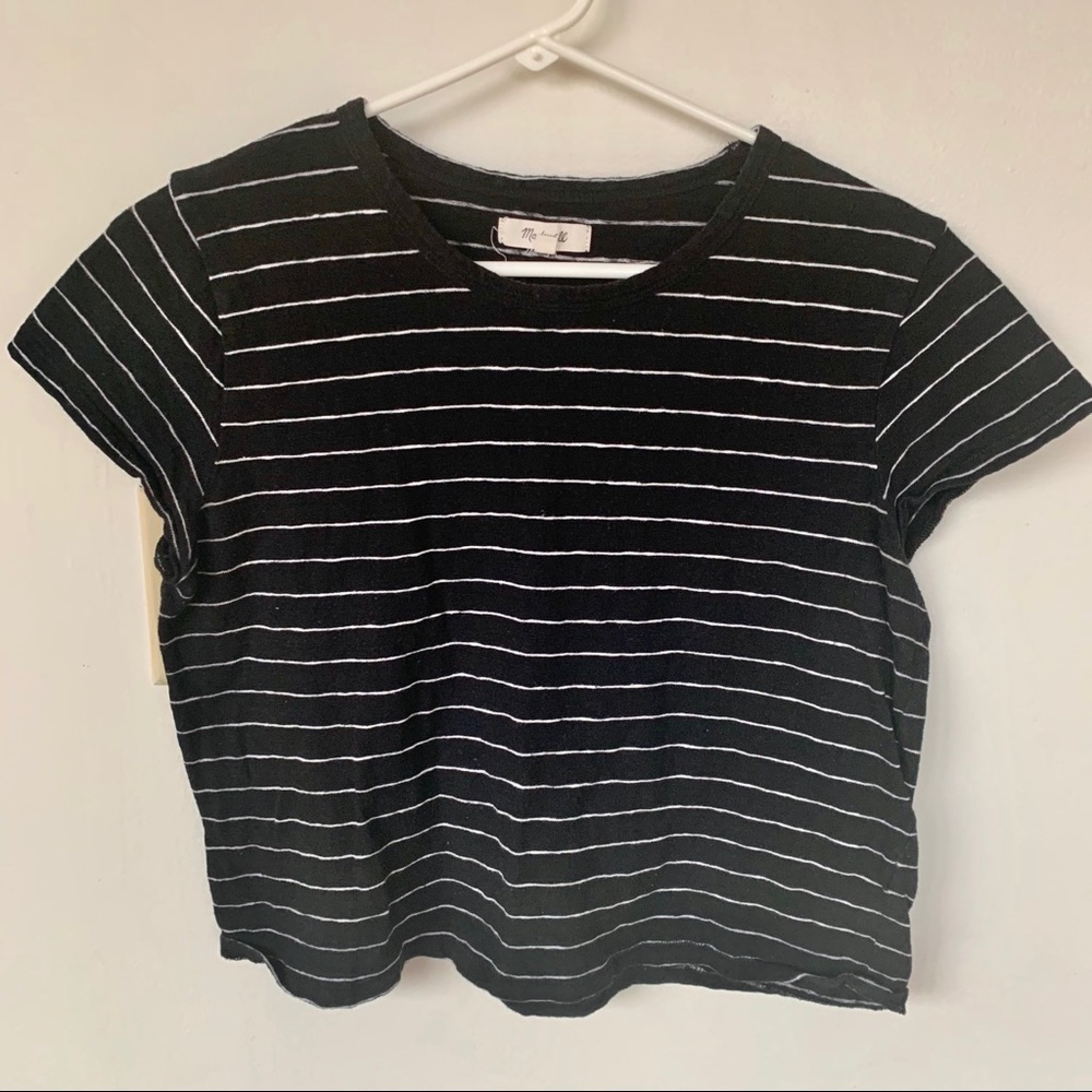 Madewell Cropped Cap Sleeve Striped Tee